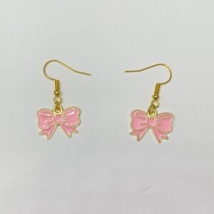 Pink Handmade Bow Earrings